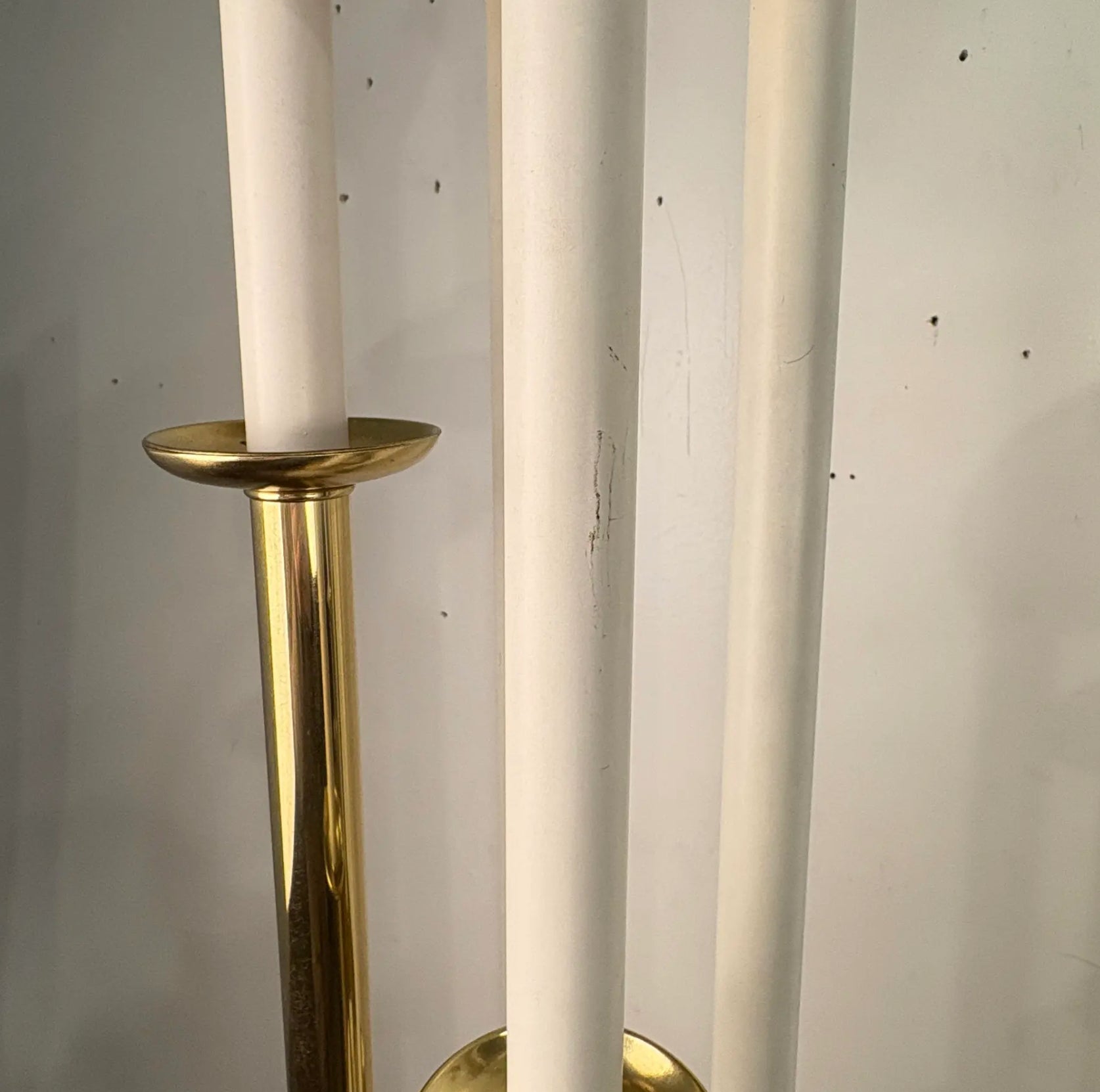 Pair of Colonial Premier Tall Brass and Marble Candelabra Style Table Lamps