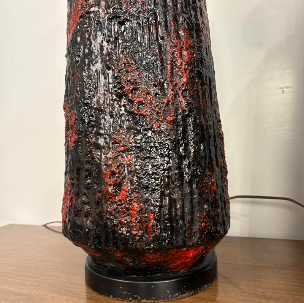 Pair Century Modern Pair of Lamps With Heavy Lava Glaze Textured