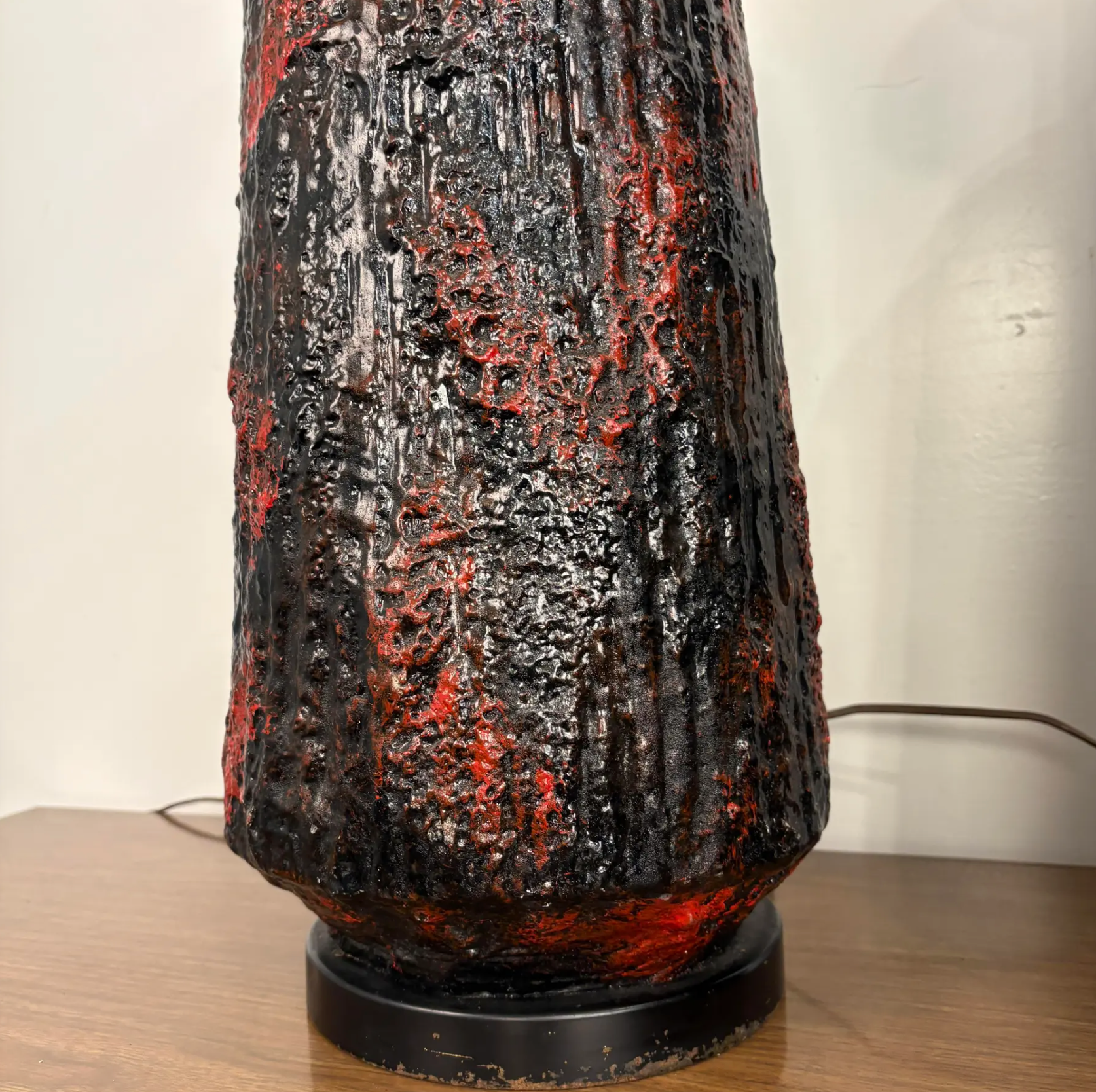 Pair Century Modern Pair of Lamps With Heavy Lava Glaze Textured