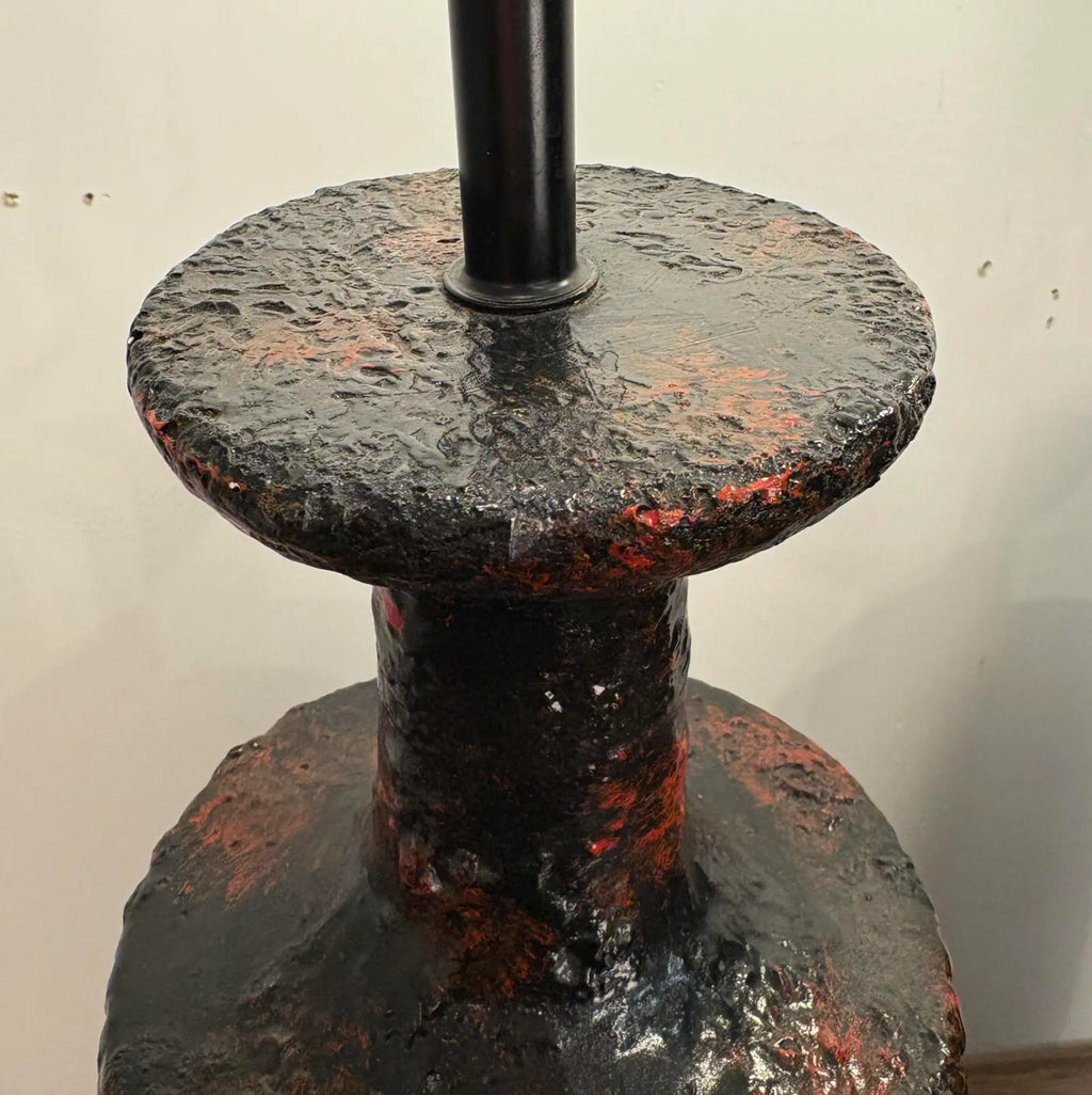 Pair Century Modern Pair of Lamps With Heavy Lava Glaze Textured
