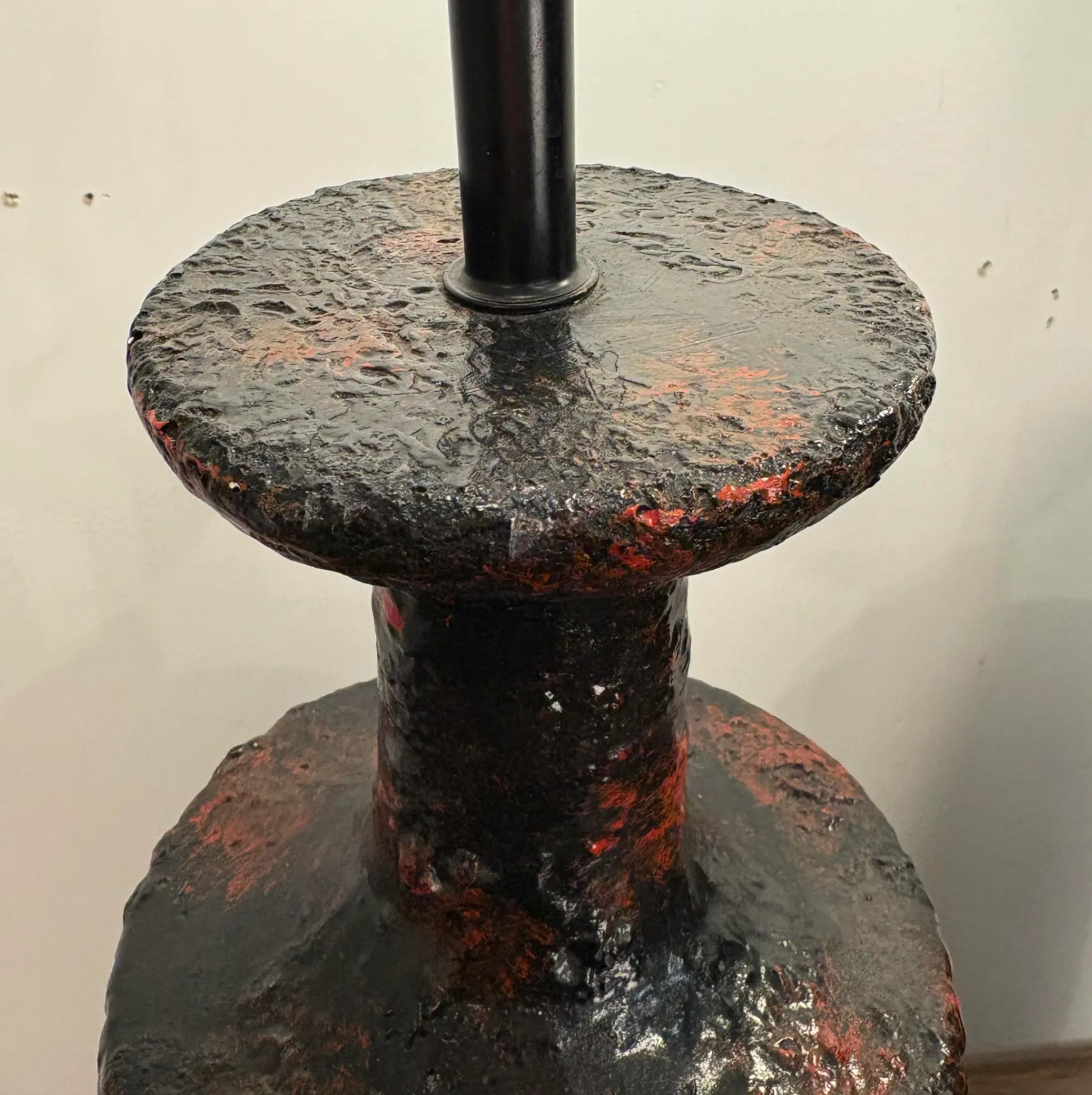 Pair Century Modern Pair of Lamps With Heavy Lava Glaze Textured
