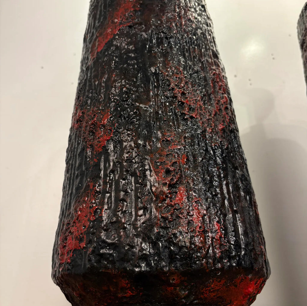 Pair Century Modern Pair of Lamps With Heavy Lava Glaze Textured