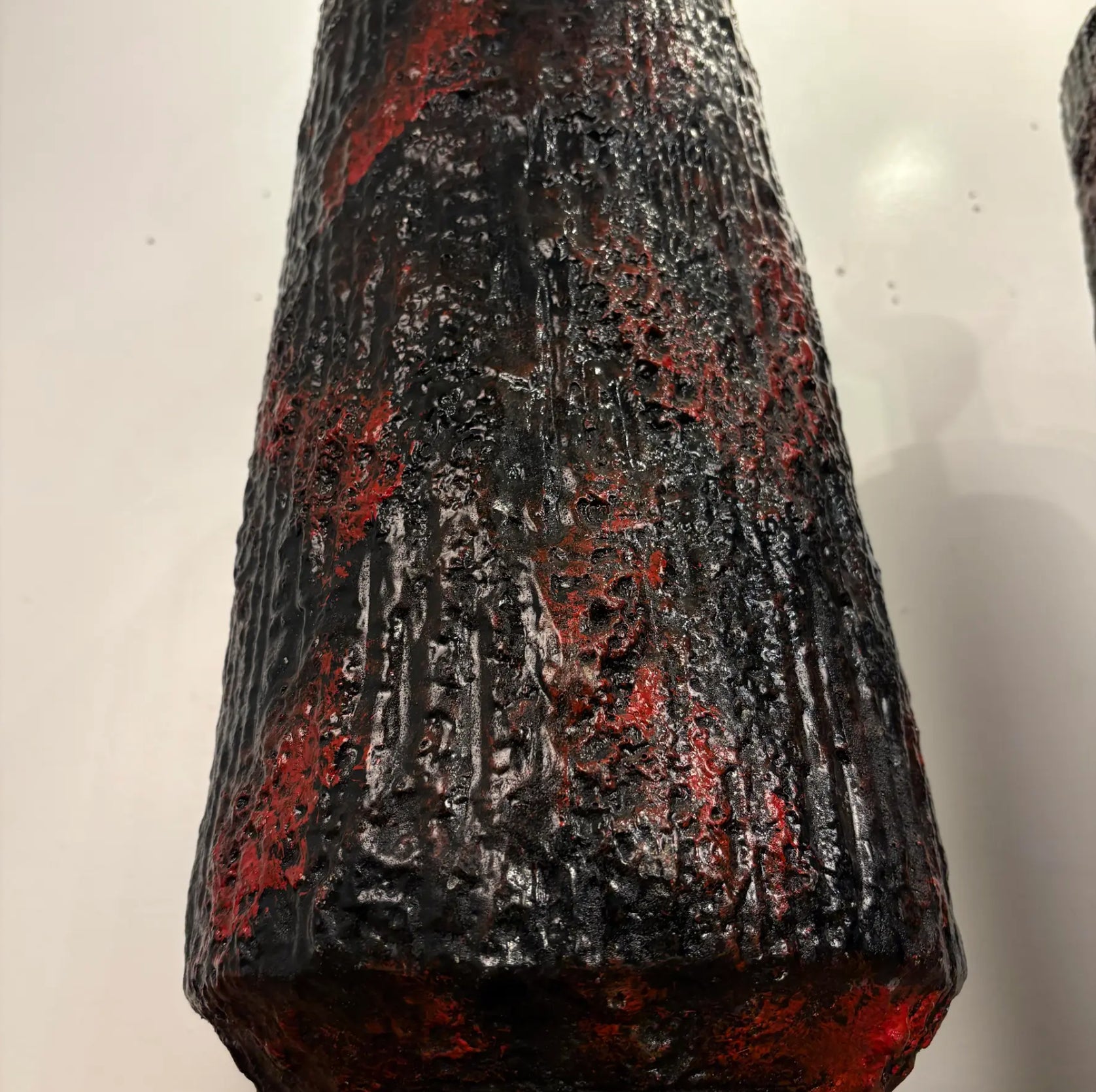 Pair Century Modern Pair of Lamps With Heavy Lava Glaze Textured