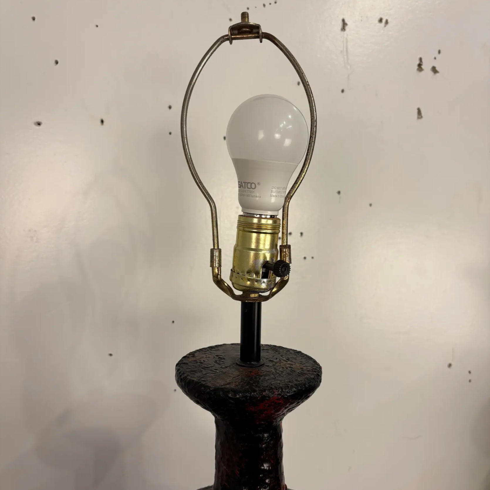 Pair Century Modern Pair of Lamps With Heavy Lava Glaze Textured