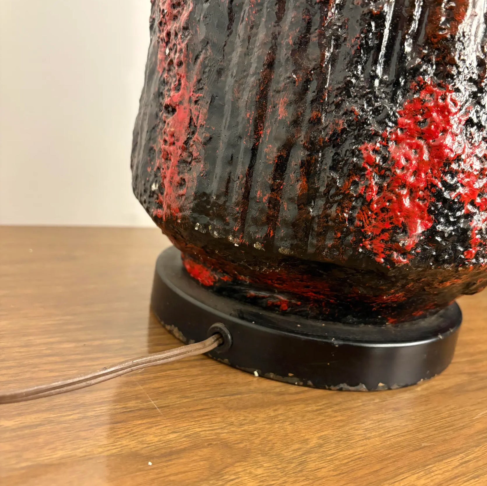 Pair Century Modern Pair of Lamps With Heavy Lava Glaze Textured