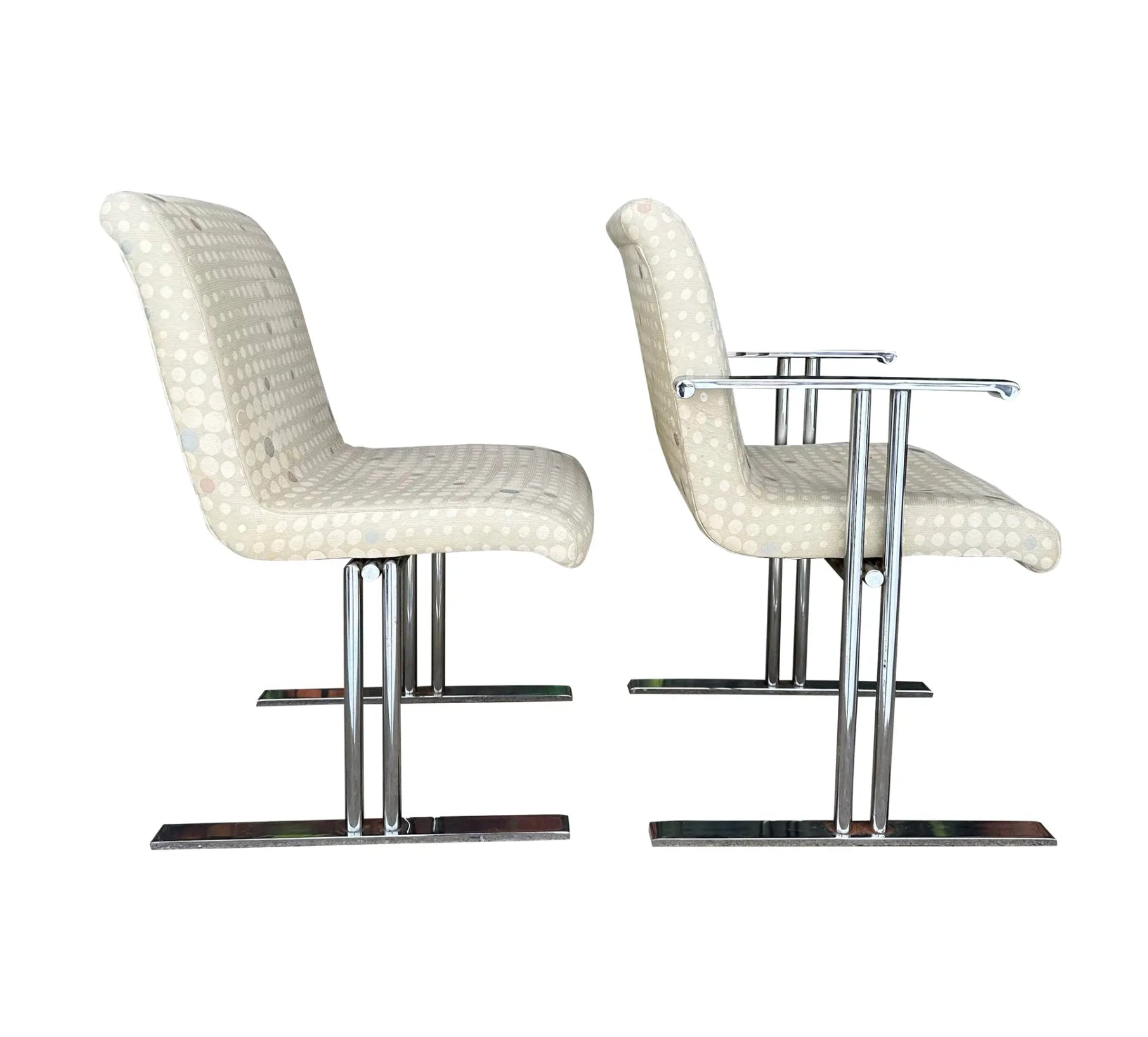 Set of 6 Directional Chrome Dining Chairs