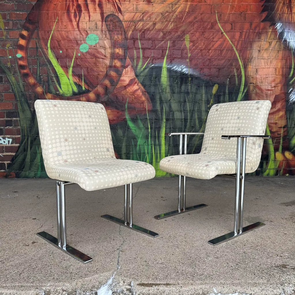 Set of 6 Directional Chrome Dining Chairs