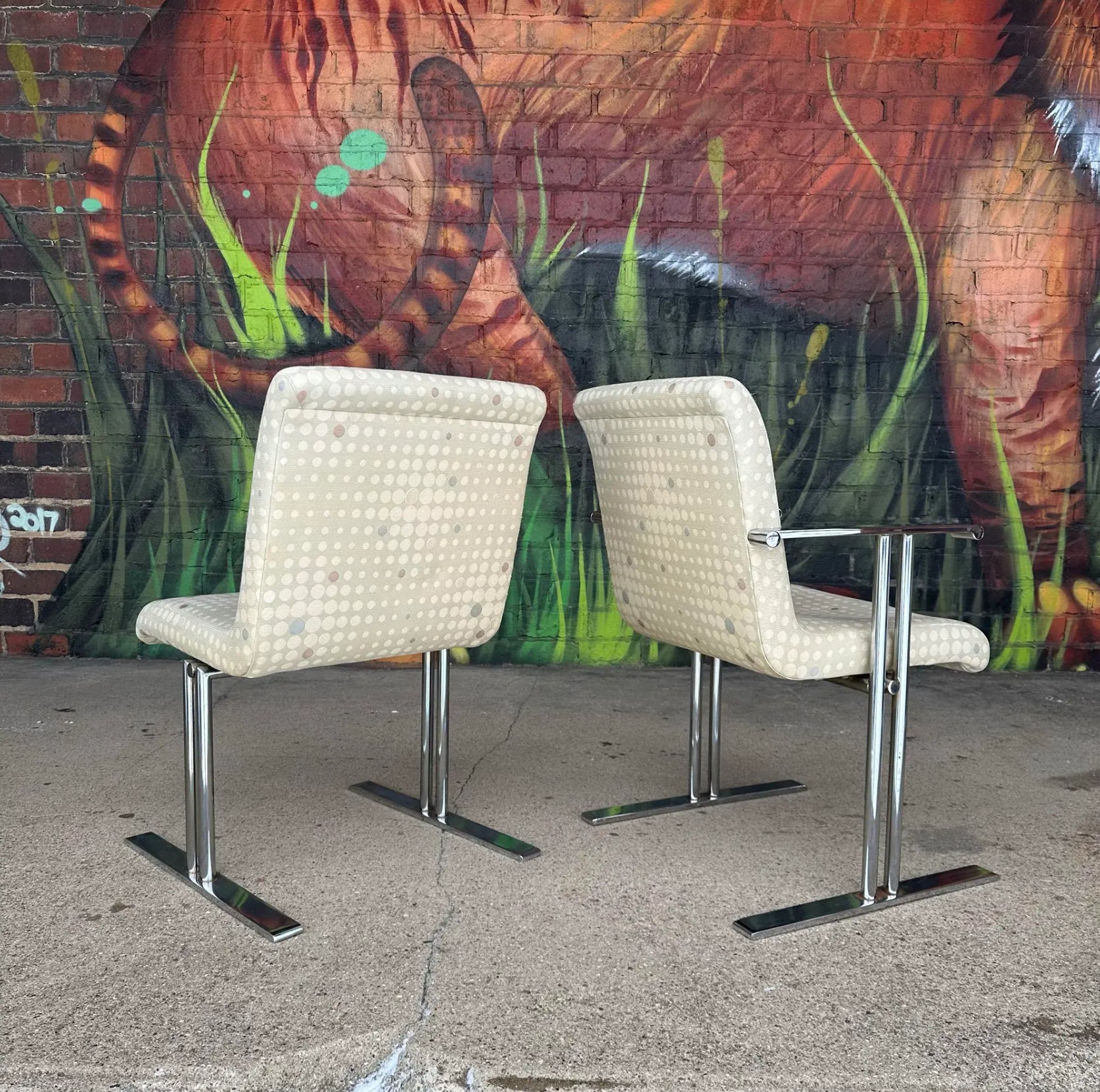 Set of 6 Directional Chrome Dining Chairs