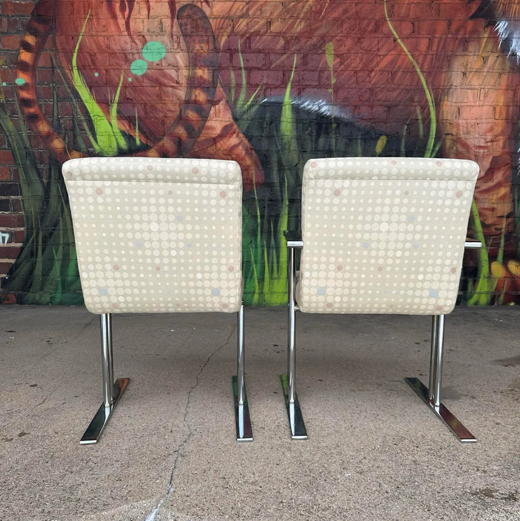 Set of 6 Directional Chrome Dining Chairs