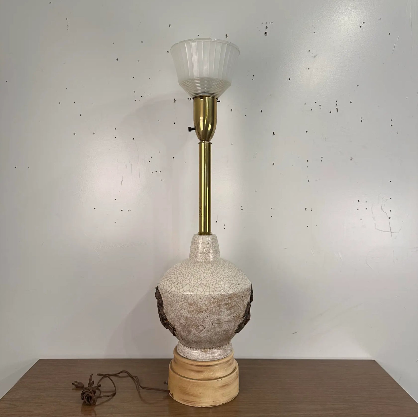 Large Scale Ceramic Chinoiserie Knight Table Lamp. James Mont Style