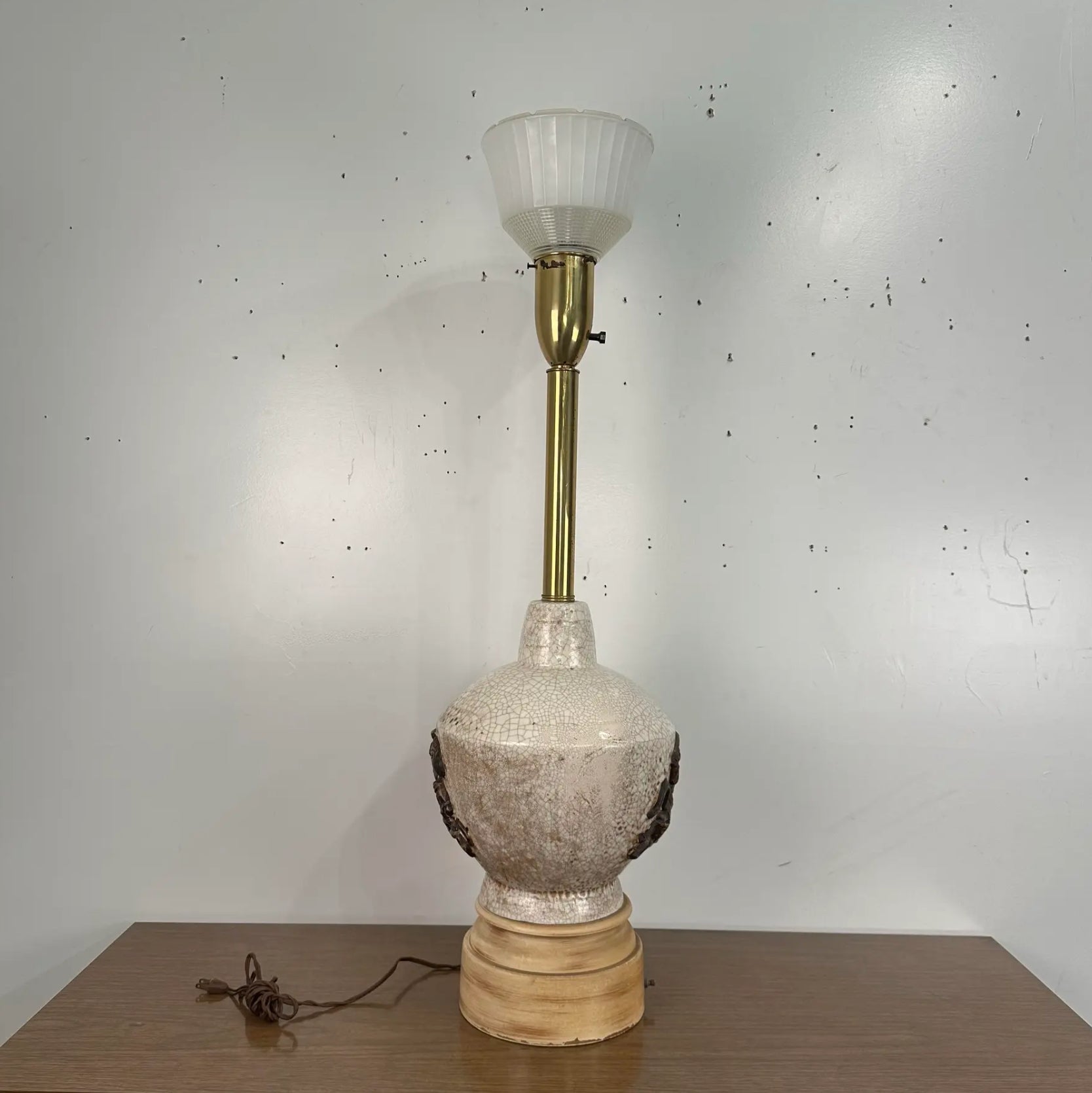 Large Scale Ceramic Chinoiserie Knight Table Lamp. James Mont Style