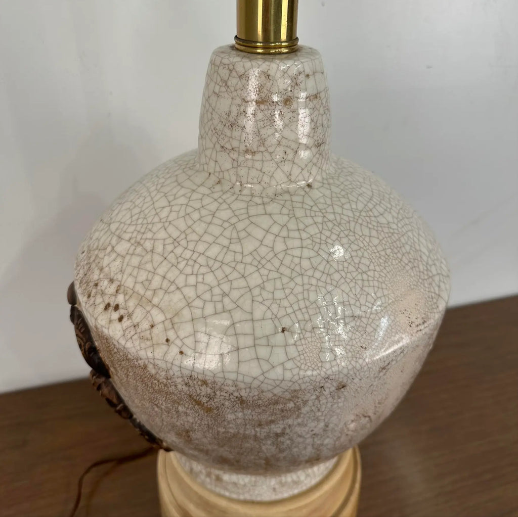 Large Scale Ceramic Chinoiserie Knight Table Lamp. James Mont Style