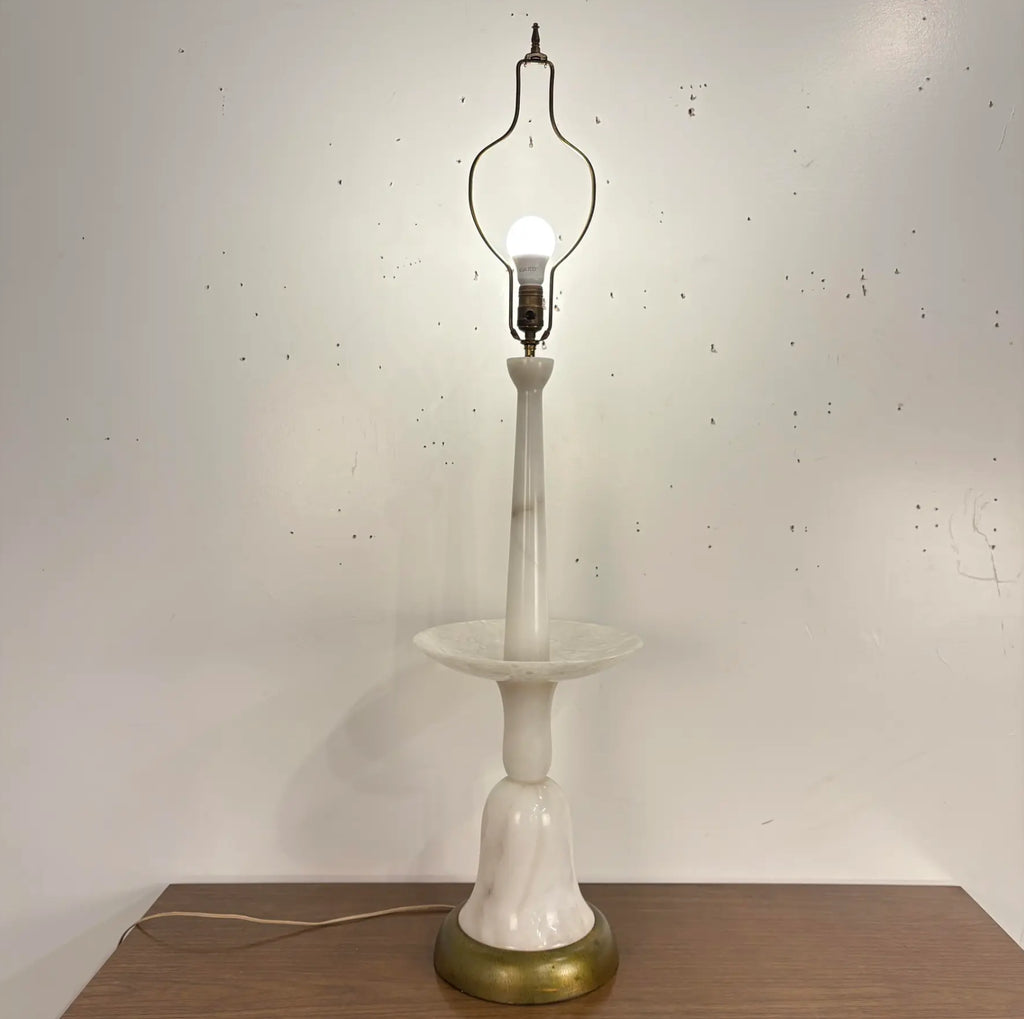 Sculptural Balustrade Form Table Lamp in Carrera Marble