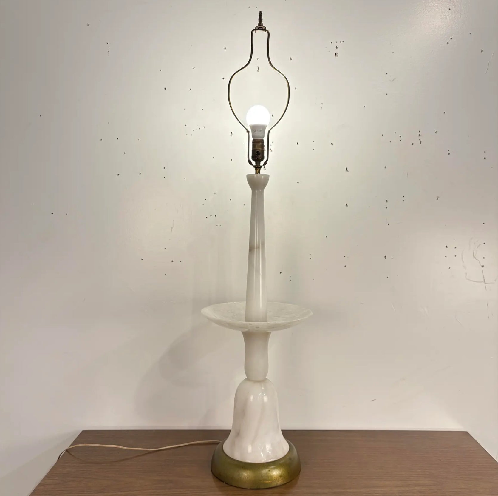 Sculptural Balustrade Form Table Lamp in Carrera Marble