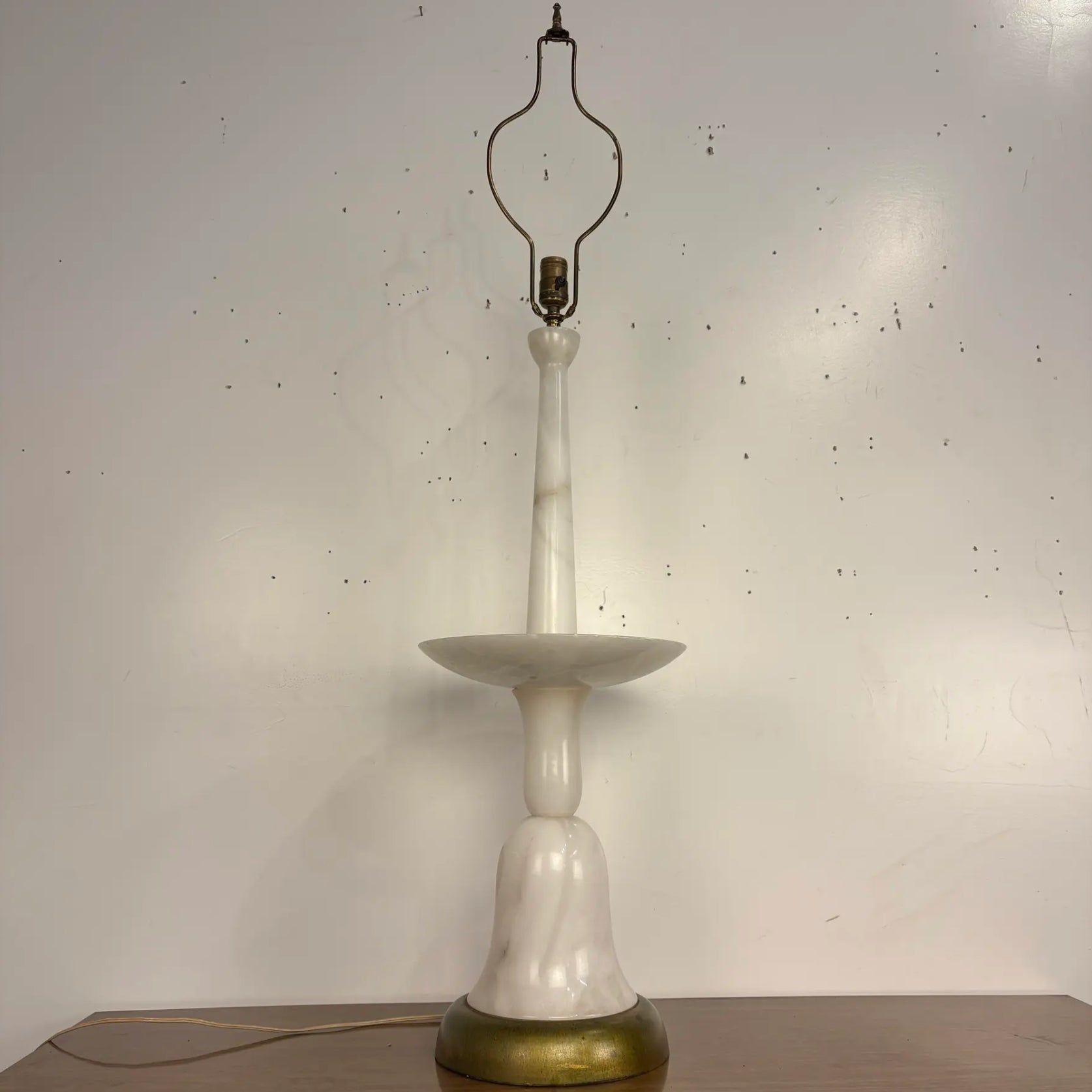 Sculptural Balustrade Form Table Lamp in Carrera Marble