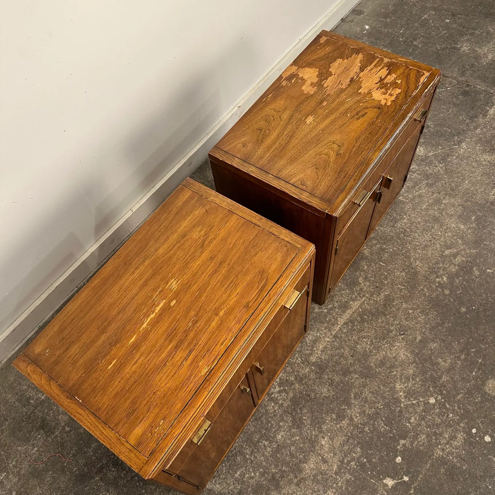 Pair of Drexel Heritage Consensus Pecan Nightstands Need Refinished