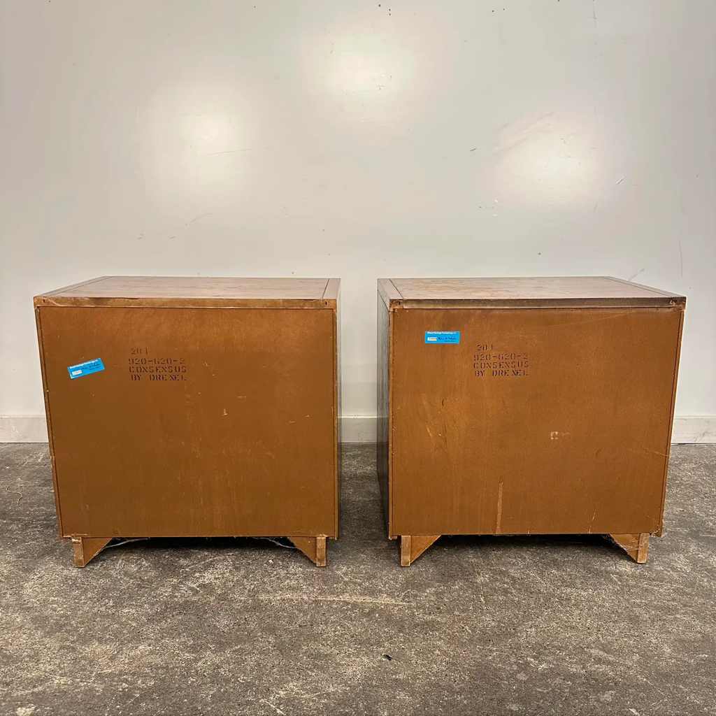 Pair of Drexel Heritage Consensus Pecan Nightstands Need Refinished