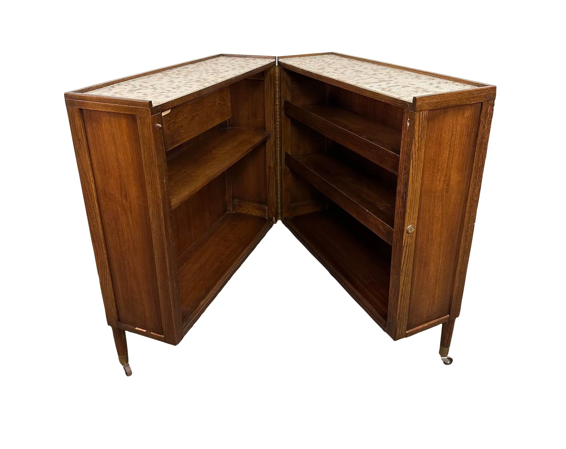 Mosaic Tile Folding Bar Cart by Henry Glass for Saginaw Furniture