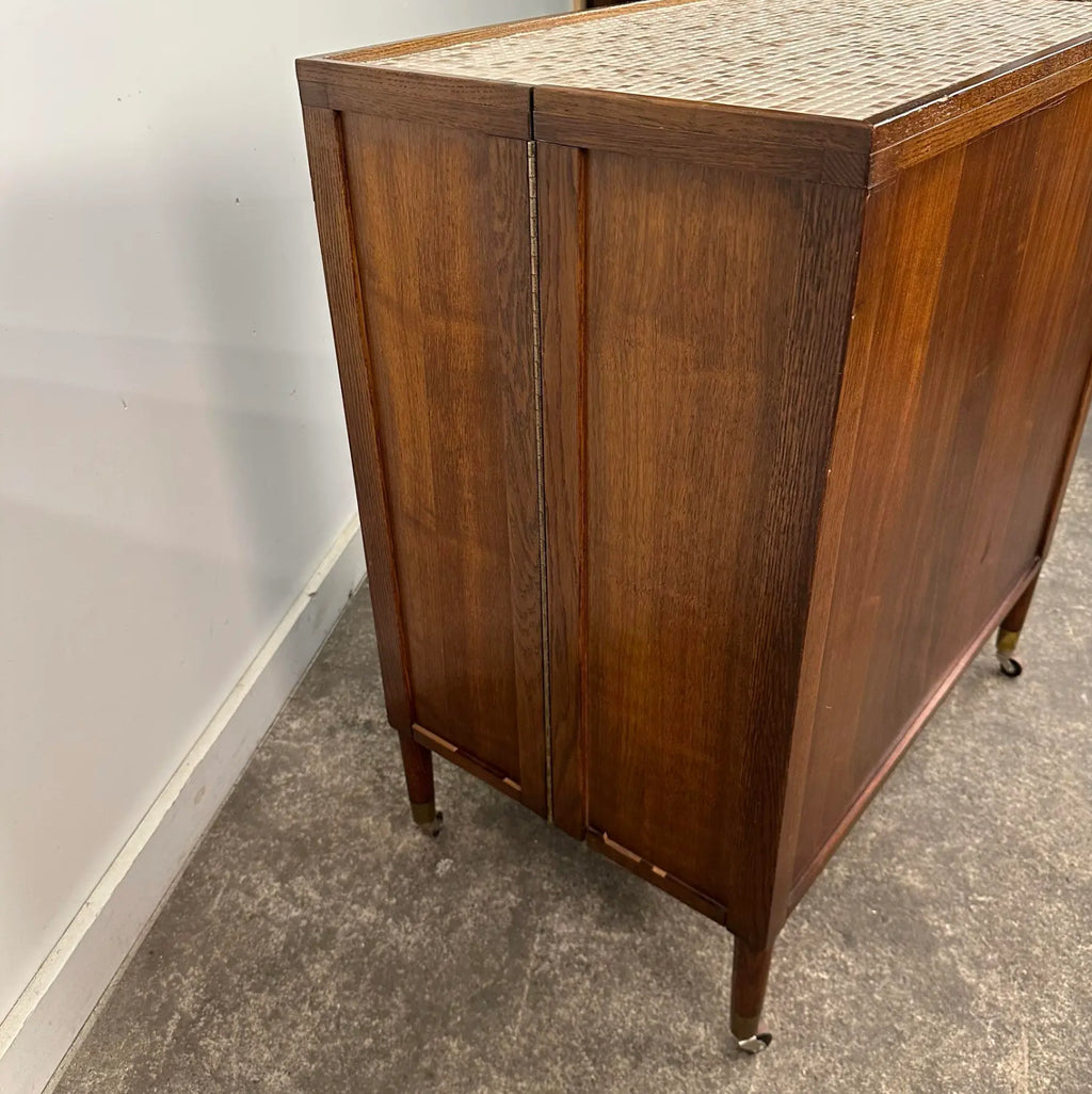 Mosaic Tile Folding Bar Cart by Henry Glass for Saginaw Furniture