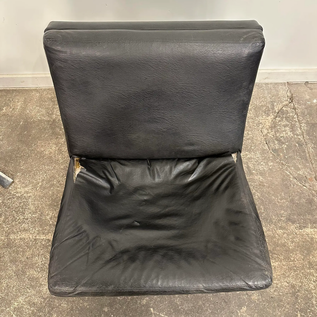 Pair of Chrome and Vinyl Cantilever Lounge Chairs