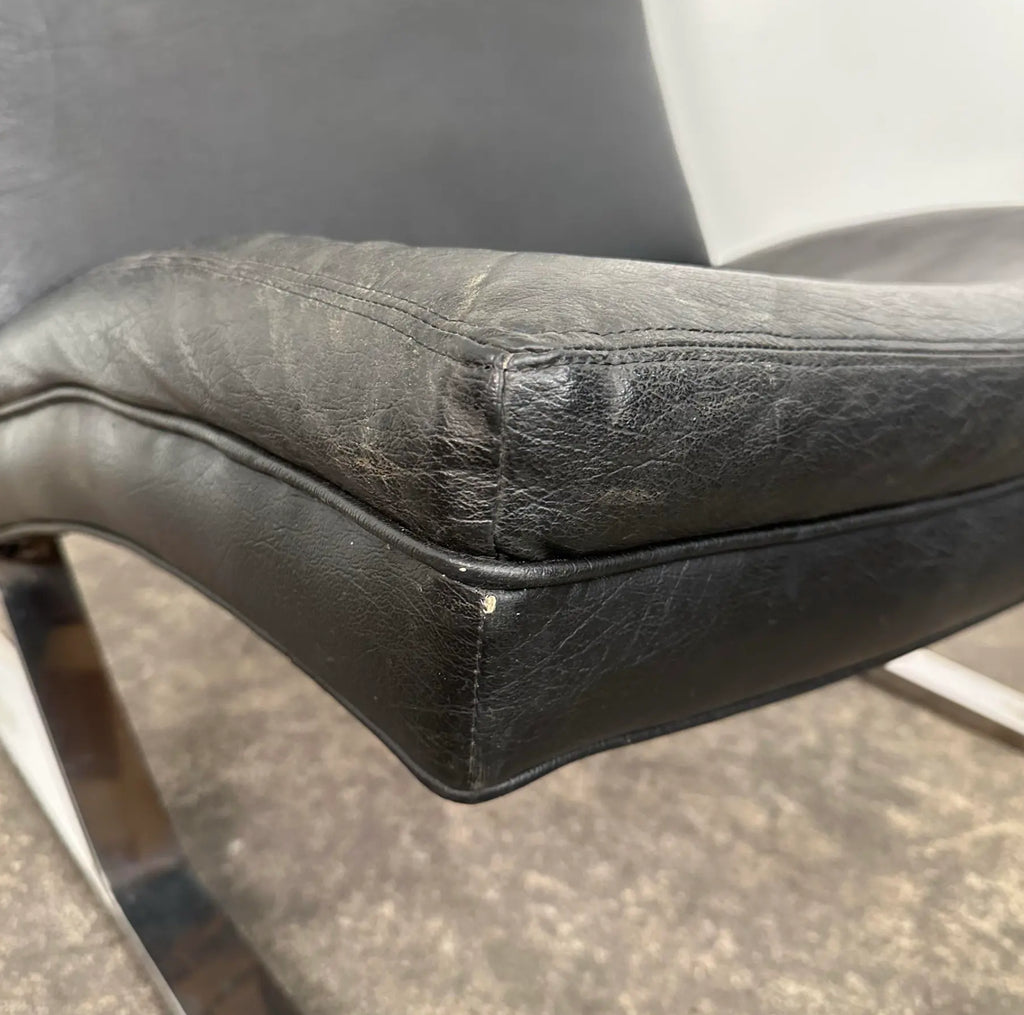 Pair of Chrome and Vinyl Cantilever Lounge Chairs