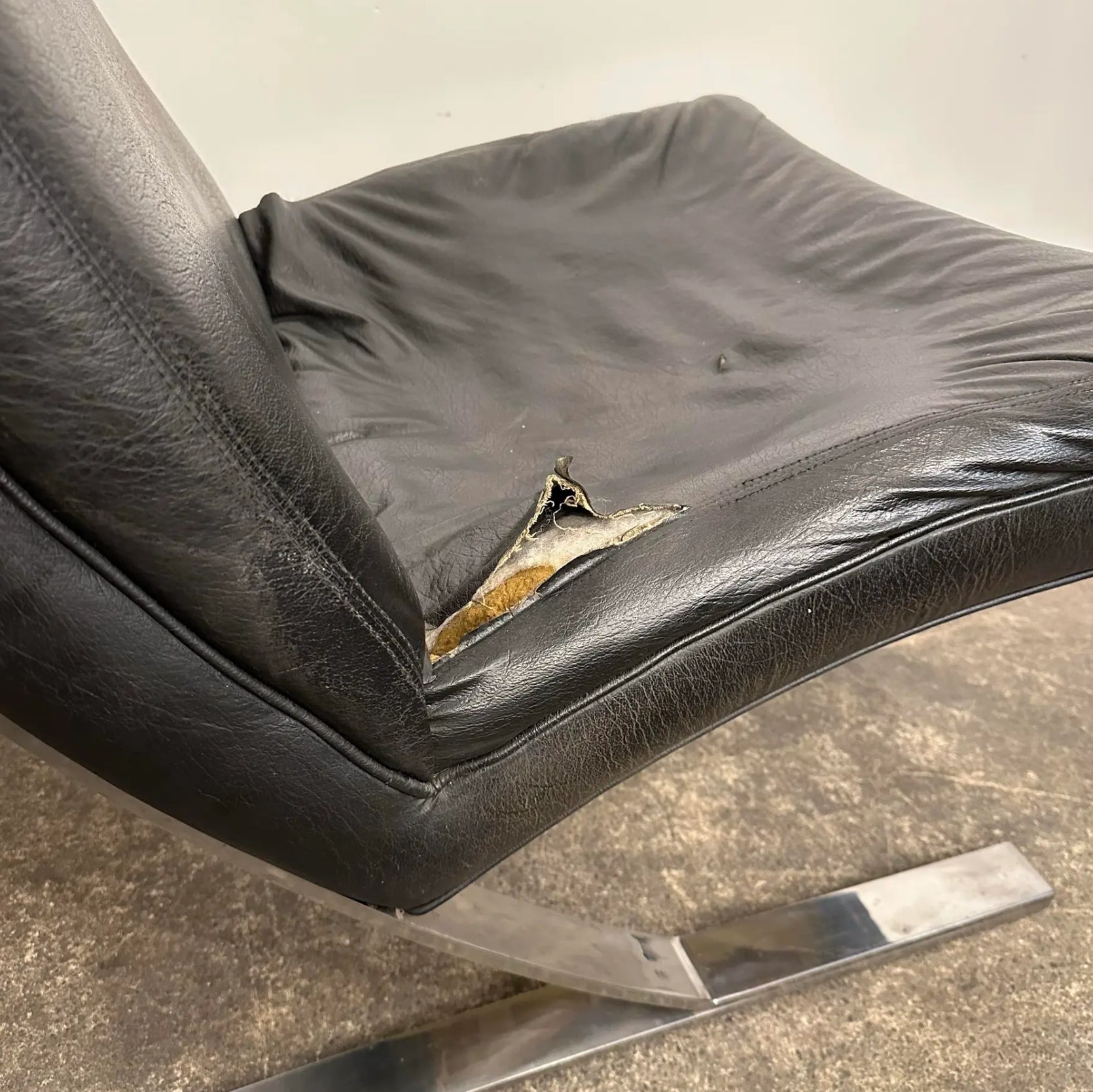Pair of Chrome and Vinyl Cantilever Lounge Chairs