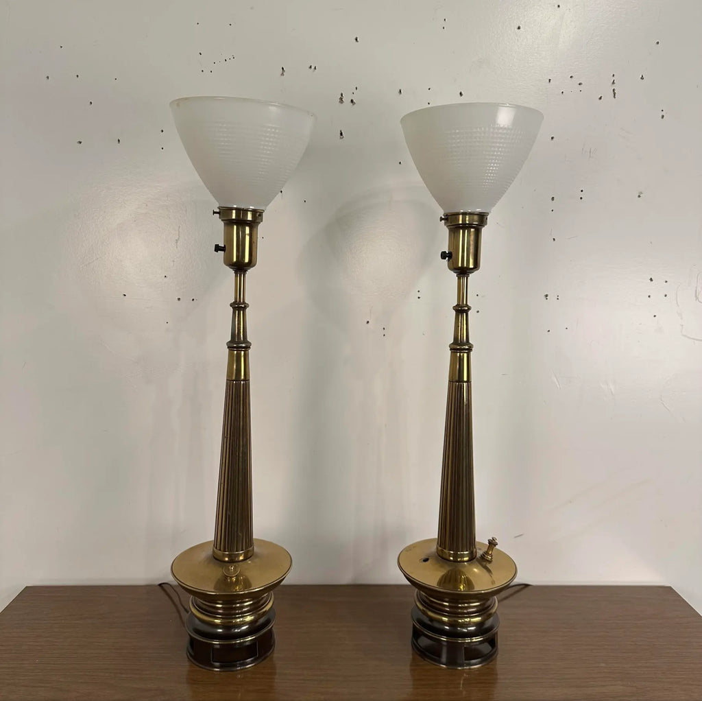 Mid Century Modern Pair of Brass Stiffel Table Lamps