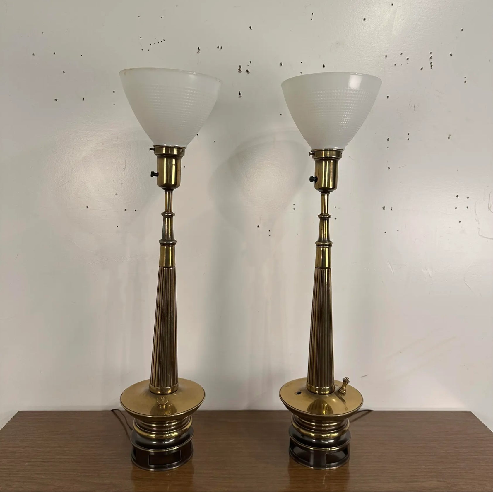 Mid Century Modern Pair of Brass Stiffel Table Lamps