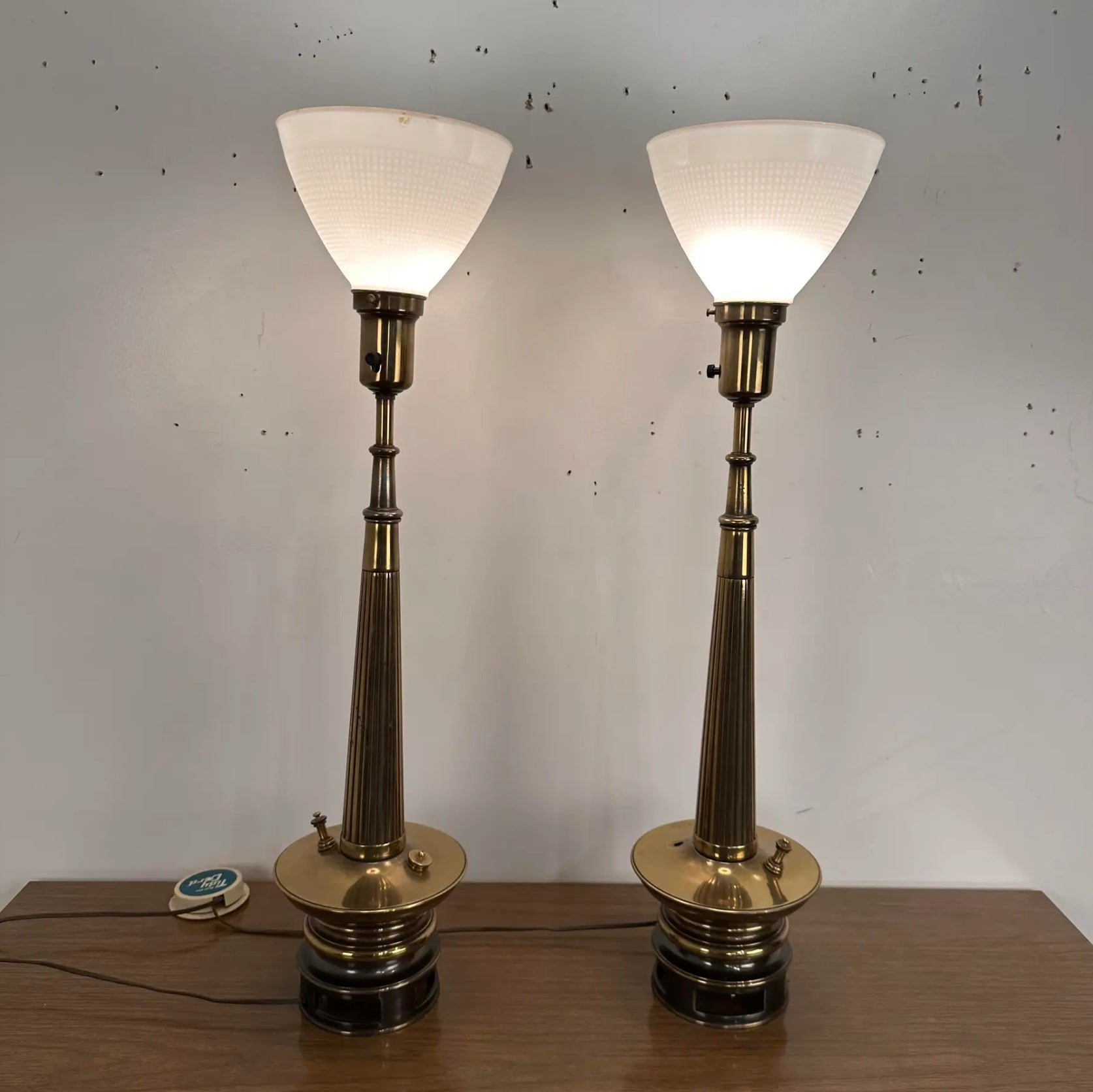 Mid Century Modern Pair of Brass Stiffel Table Lamps