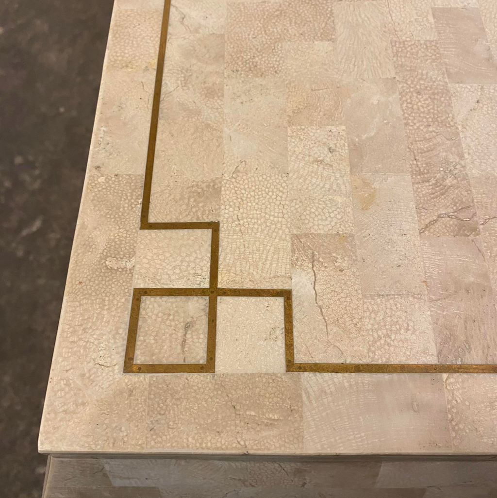 1980s Postmodern Tessellated Marble Console Table
