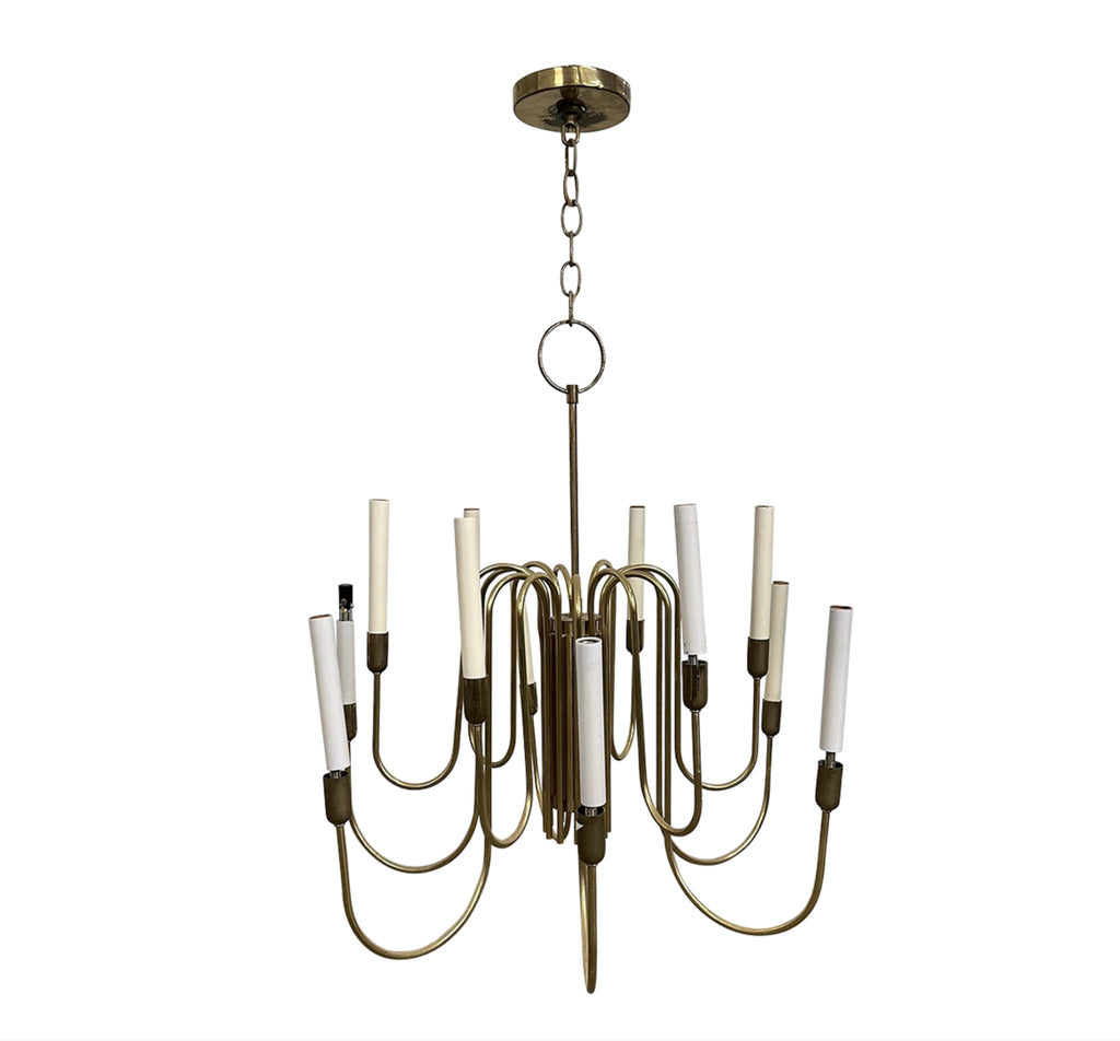 Mid Century Modern Tommi Parzinger Style Brass Chandelier by Lightolier