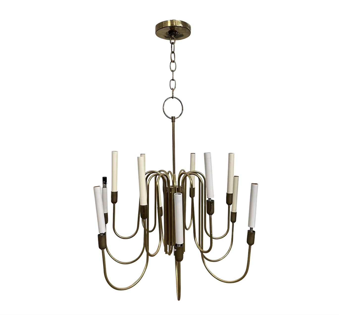 Mid Century Modern Tommi Parzinger Style Brass Chandelier by Lightolier