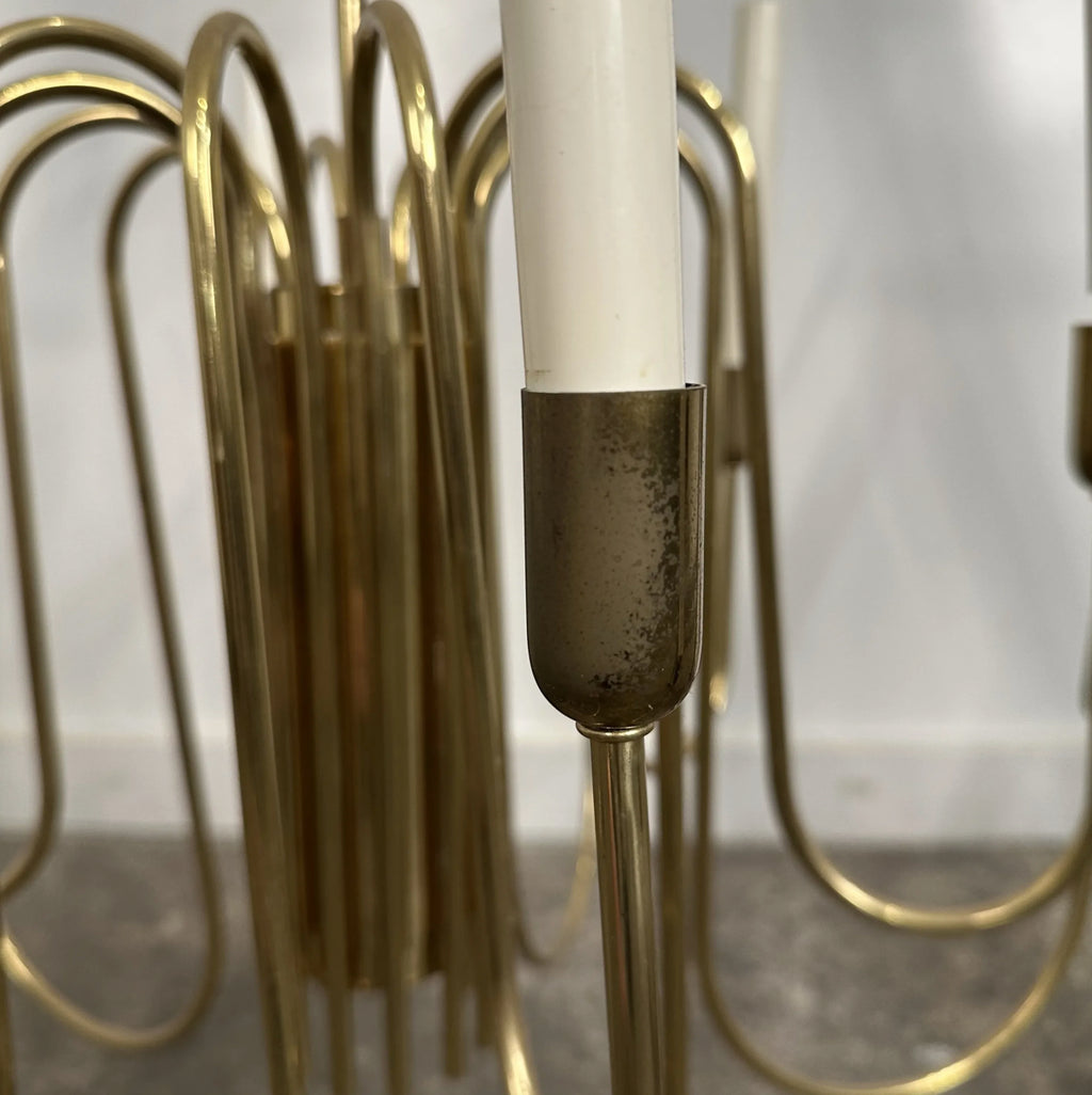 Mid Century Modern Tommi Parzinger Style Brass Chandelier by Lightolier