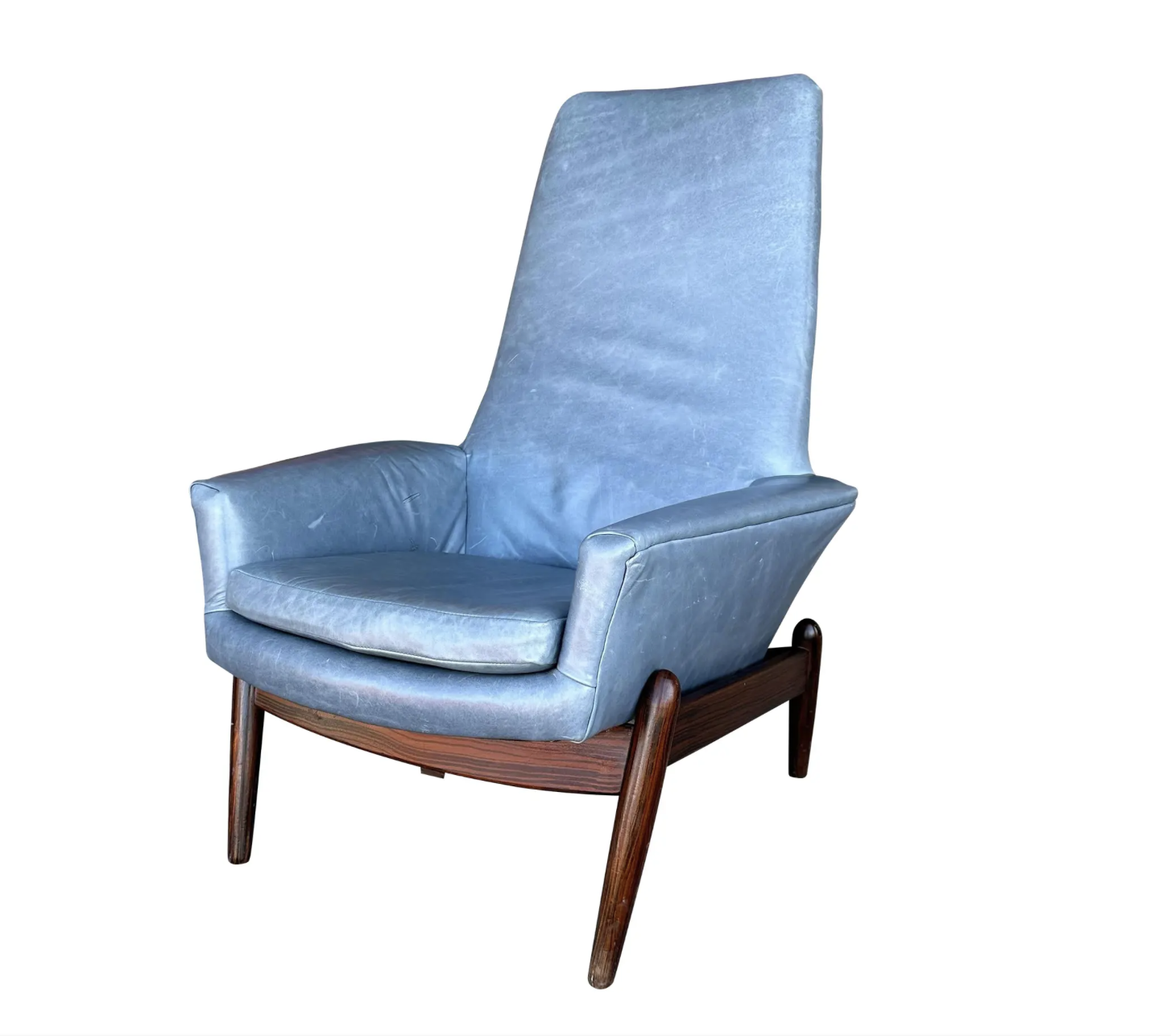 Ib-Kofod Larsen Reclining Rosewood and Leather Lounge Chair