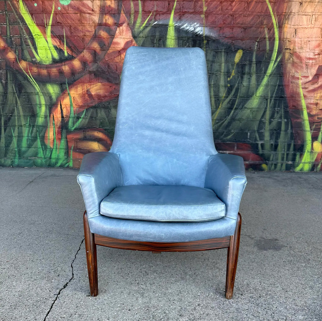 Ib-Kofod Larsen Reclining Rosewood and Leather Lounge Chair