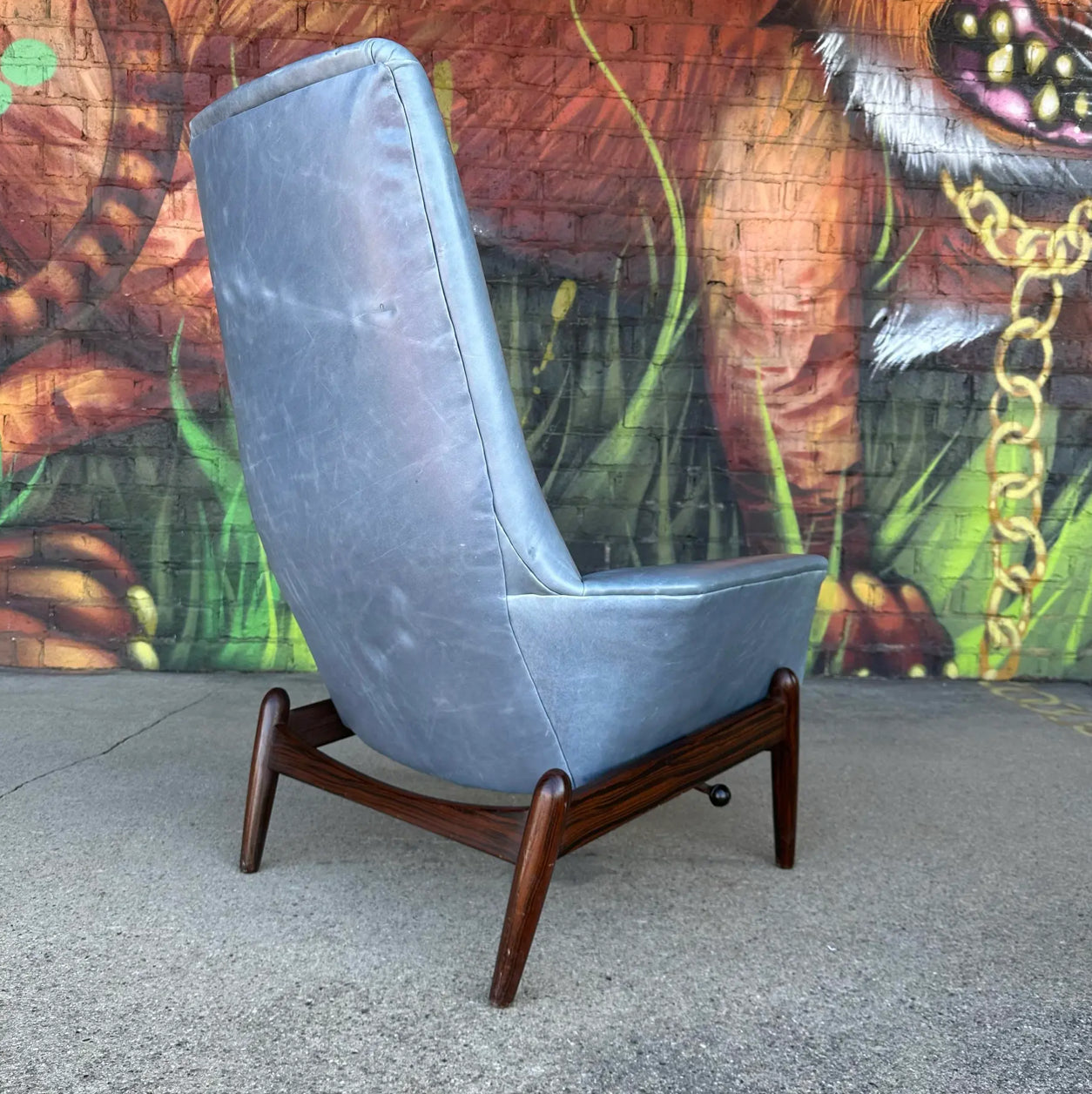 Ib-Kofod Larsen Reclining Rosewood and Leather Lounge Chair