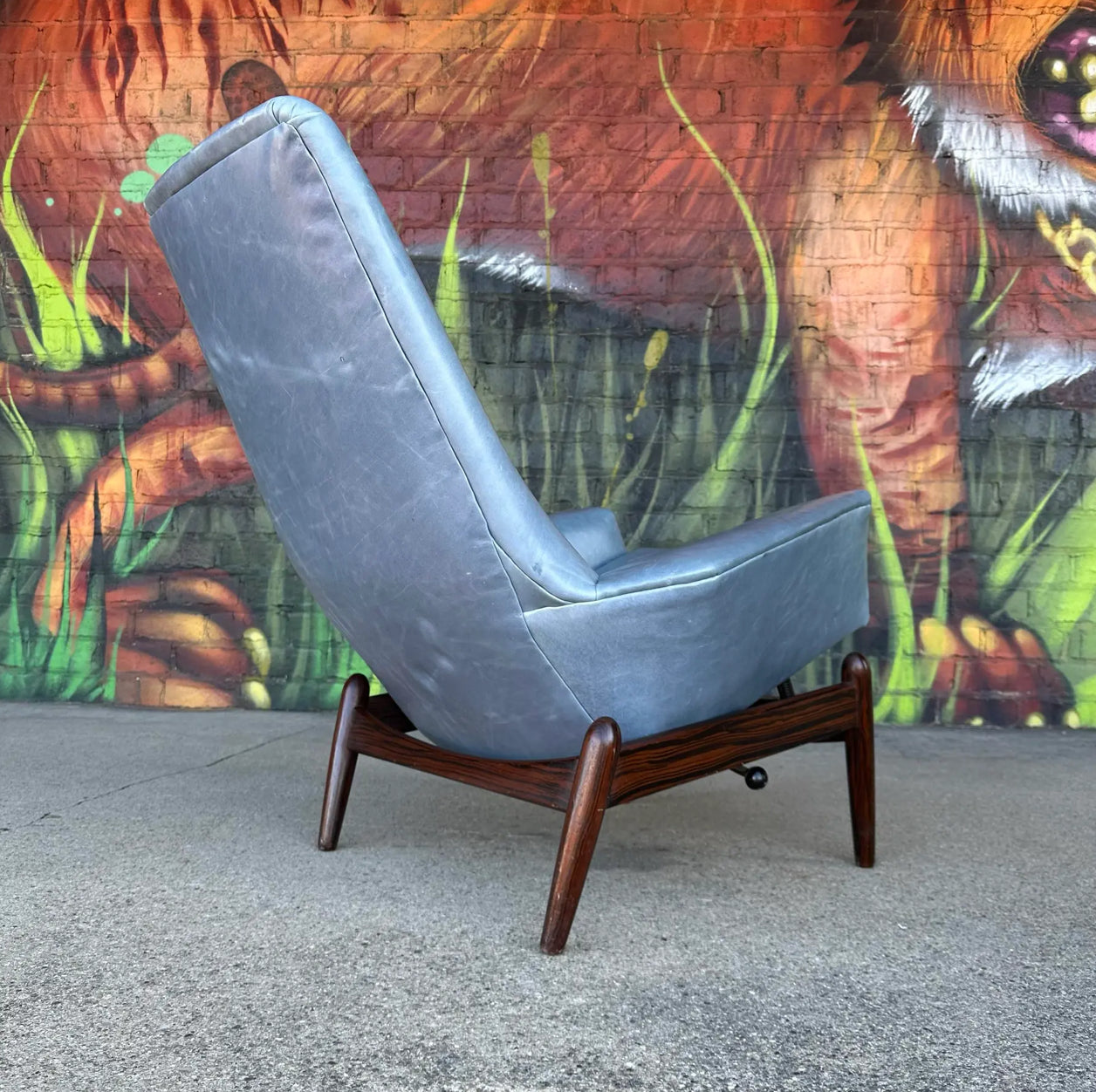 Ib-Kofod Larsen Reclining Rosewood and Leather Lounge Chair