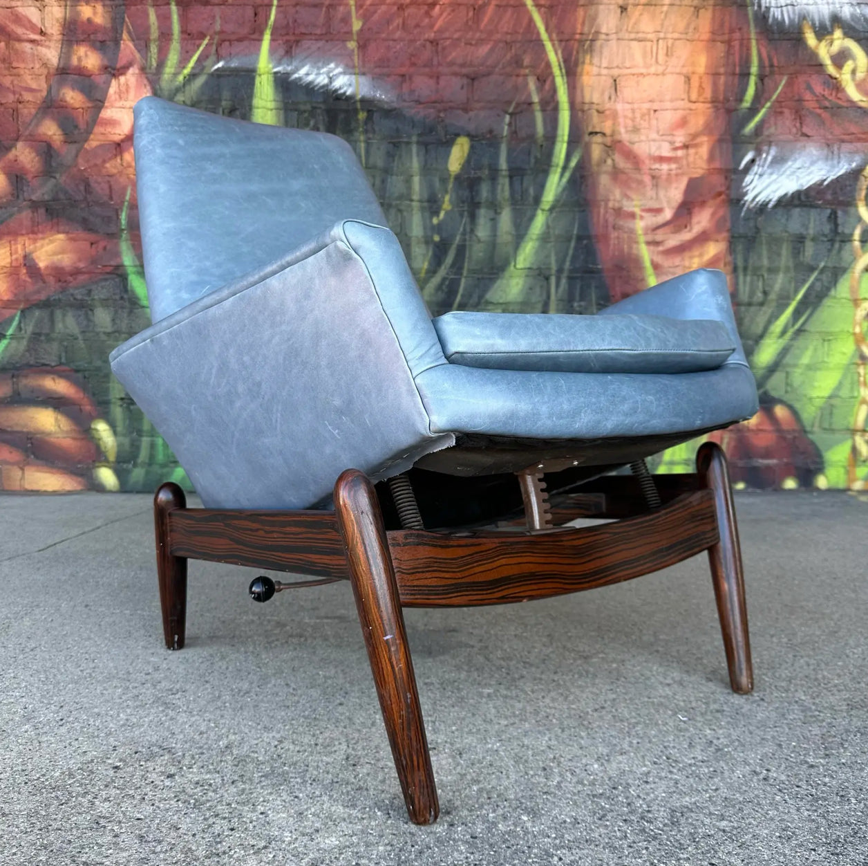 Ib-Kofod Larsen Reclining Rosewood and Leather Lounge Chair
