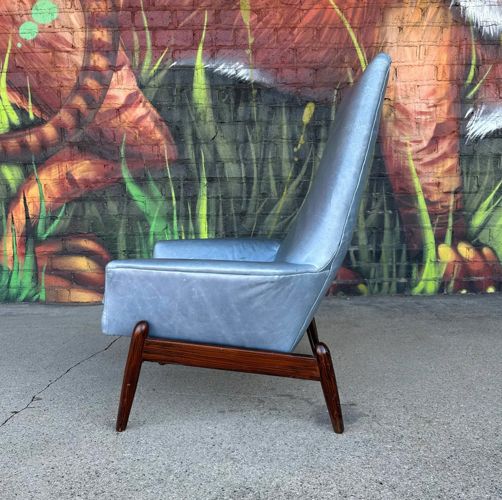 Ib-Kofod Larsen Reclining Rosewood and Leather Lounge Chair