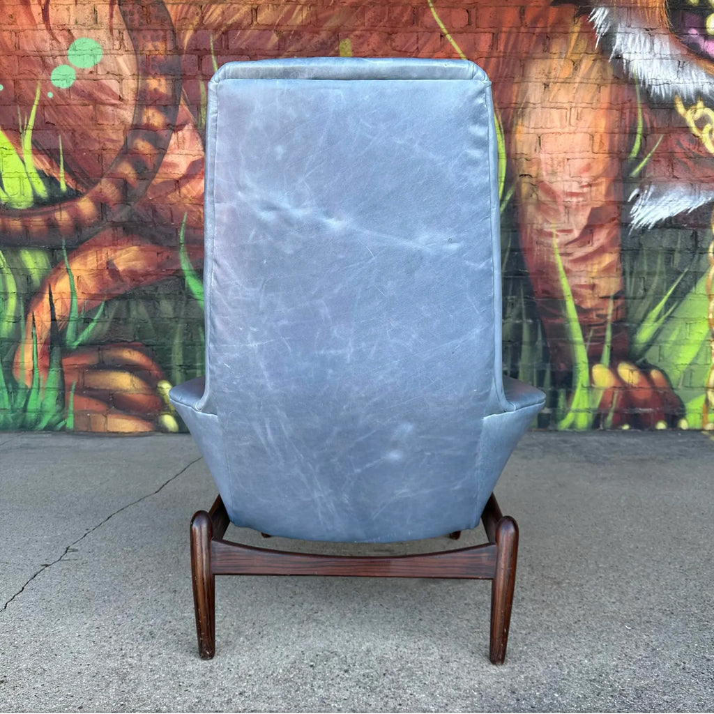 Ib-Kofod Larsen Reclining Rosewood and Leather Lounge Chair