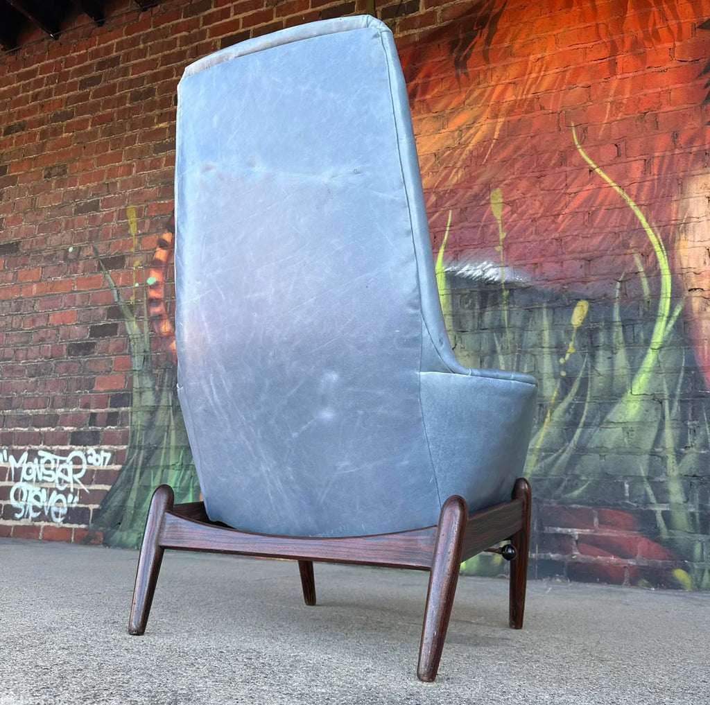 Ib-Kofod Larsen Reclining Rosewood and Leather Lounge Chair