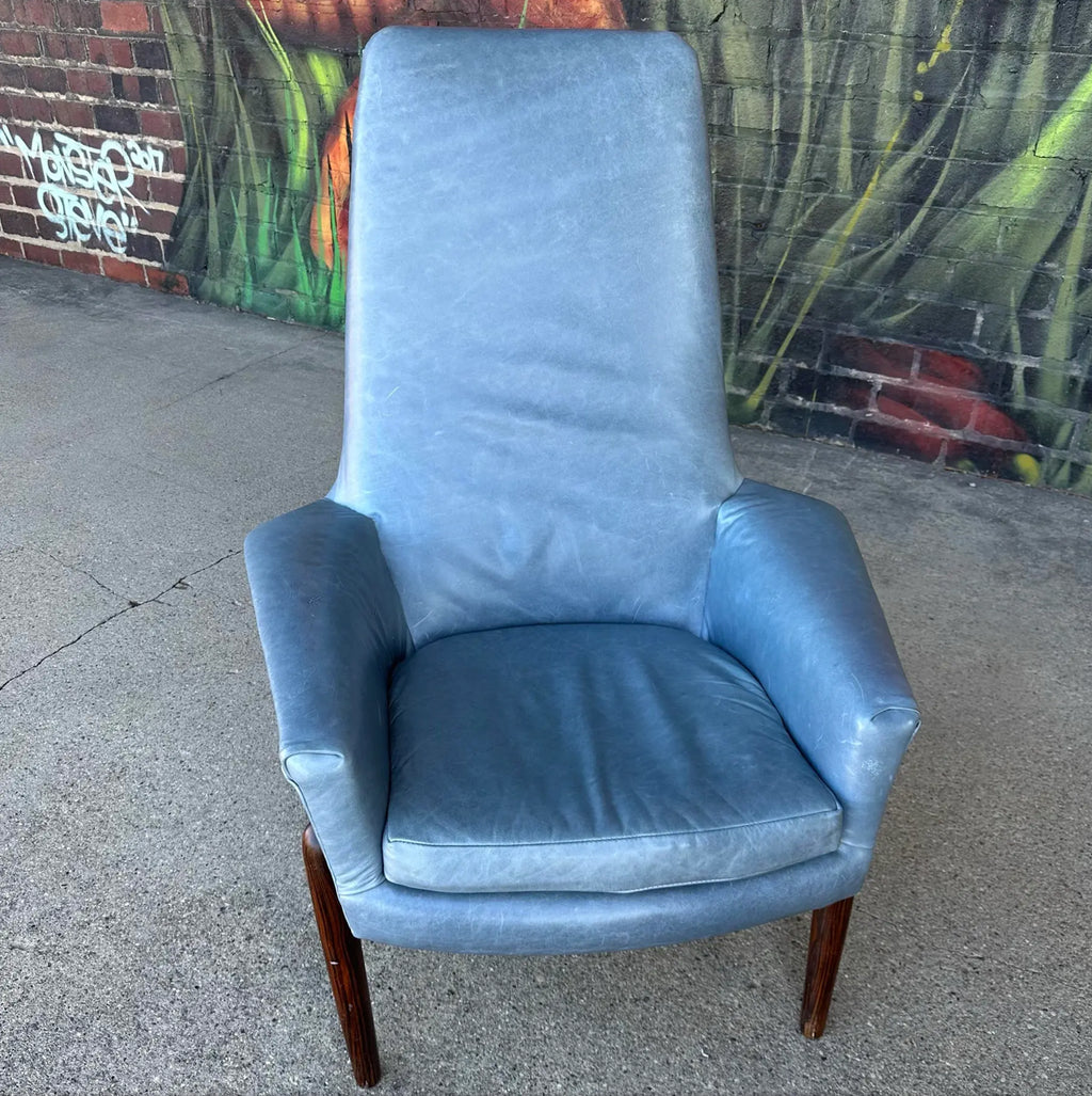 Ib-Kofod Larsen Reclining Rosewood and Leather Lounge Chair