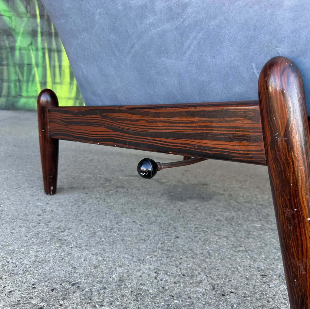 Ib-Kofod Larsen Reclining Rosewood and Leather Lounge Chair
