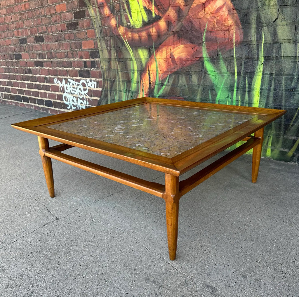 Tomlinson Marble and Pecan Coffee Table