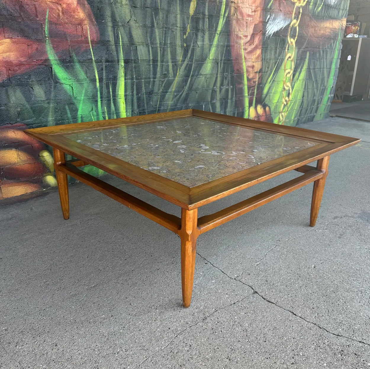 Tomlinson Marble and Pecan Coffee Table