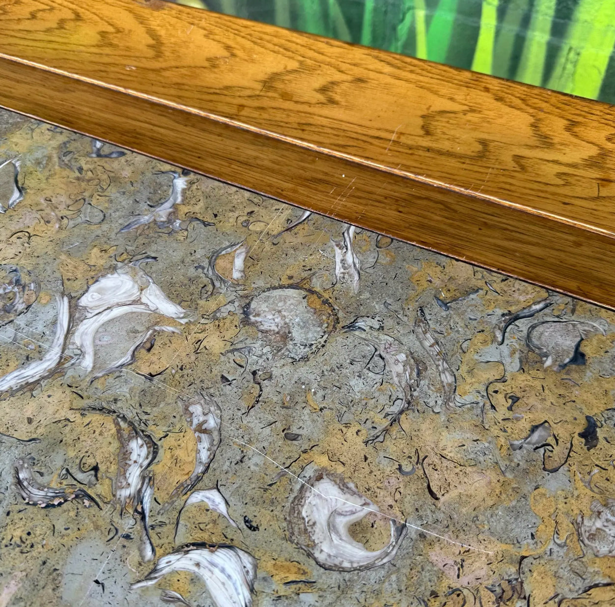 Tomlinson Marble and Pecan Coffee Table