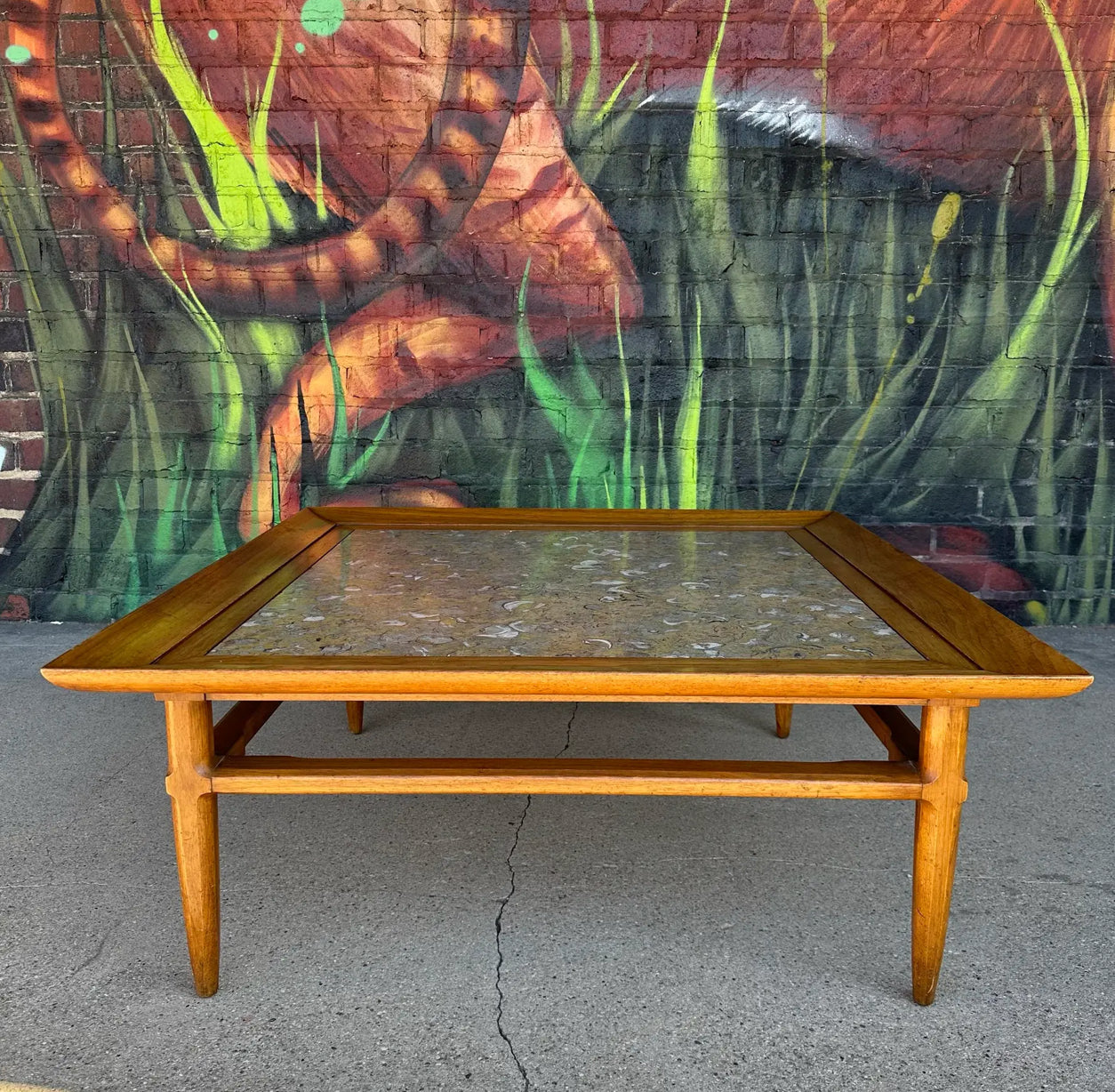 Tomlinson Marble and Pecan Coffee Table