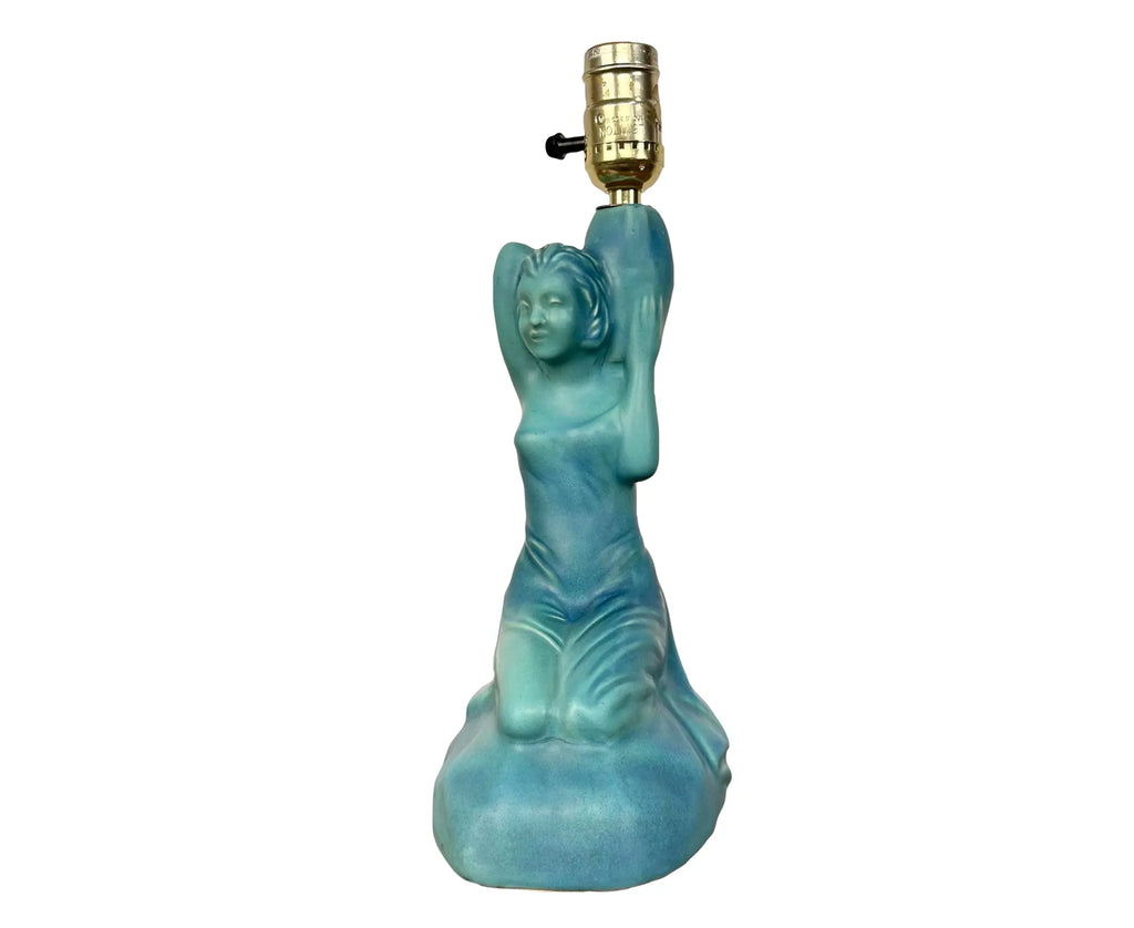 Art Deco Van Briggle Ceramic Figure Pottery Lamp