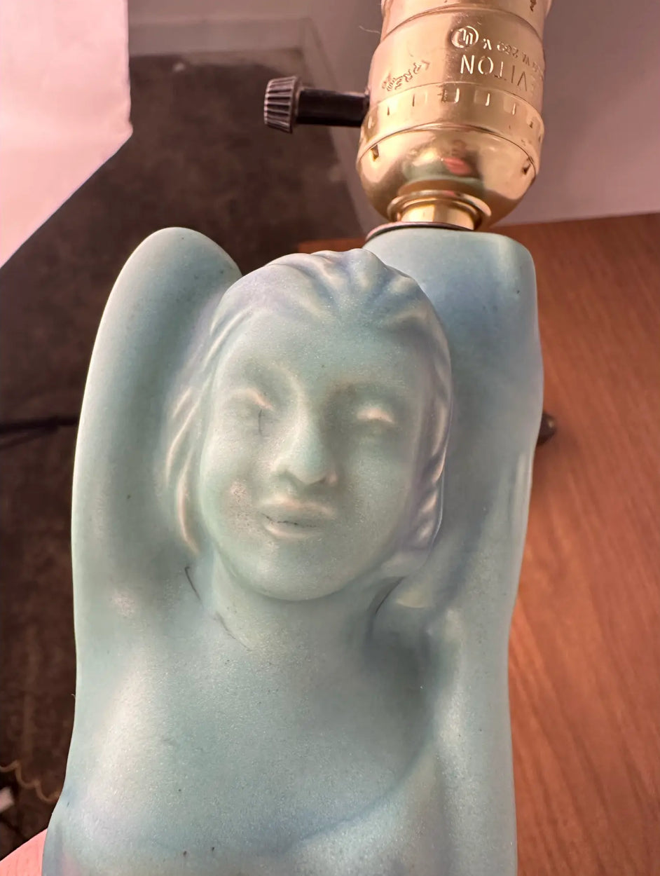 Art Deco Van Briggle Ceramic Figure Pottery Lamp