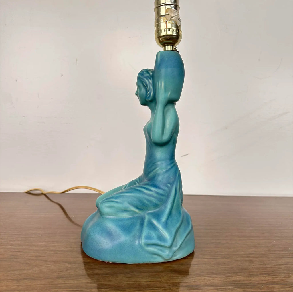 Art Deco Van Briggle Ceramic Figure Pottery Lamp